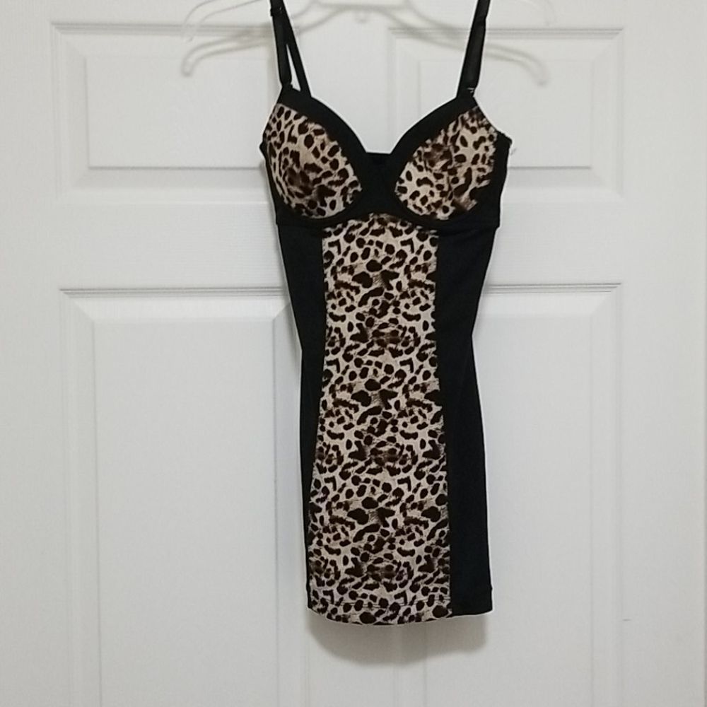 Black brown leopard print slip body shaper